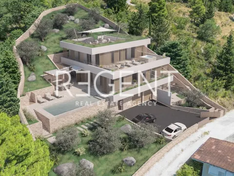 Omiš, Borak - zemljište 1324 m2 s projektom i građevinskom dozvolom za vilu 360 m2